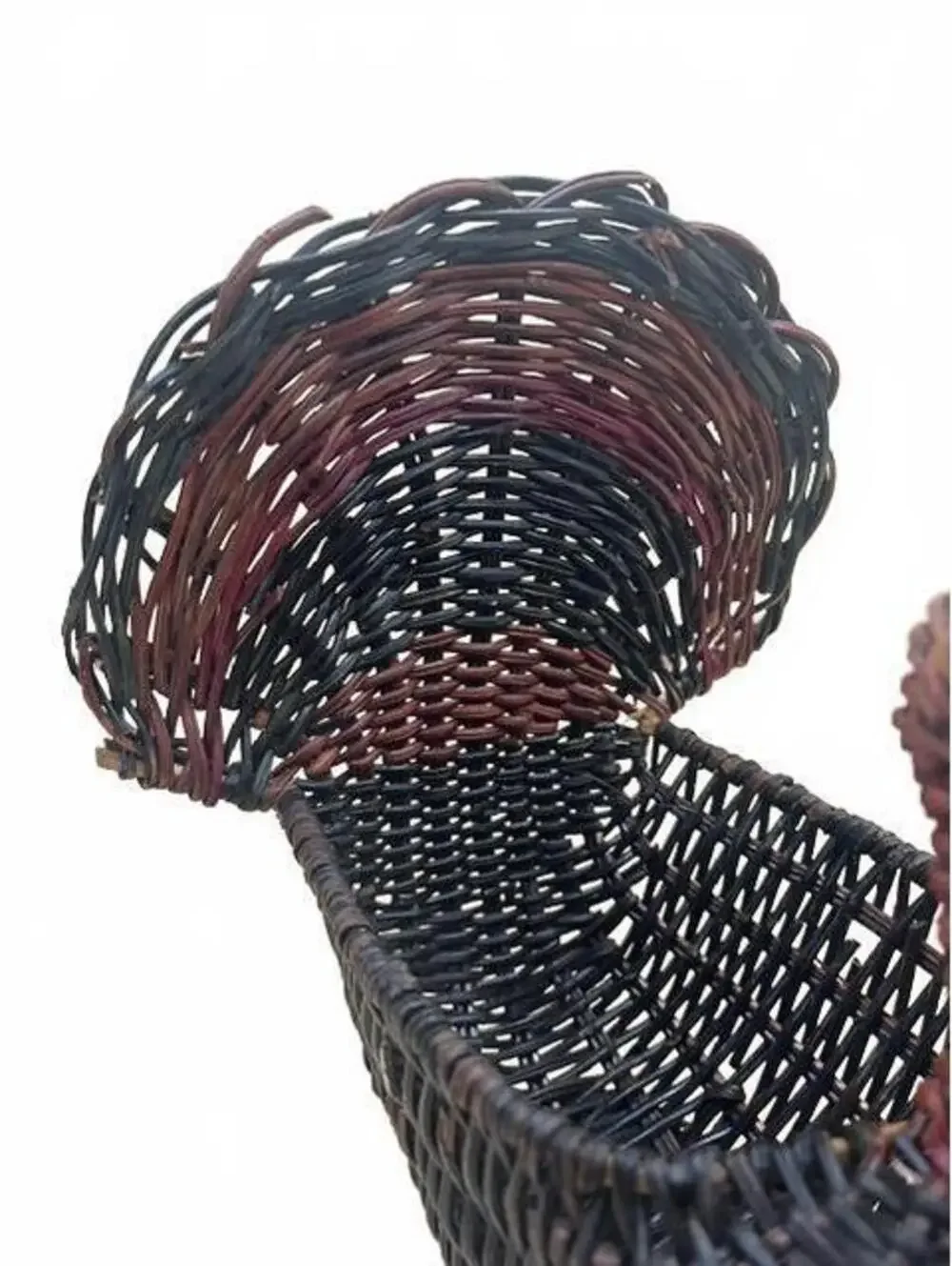 Vintage Wicker Turkey Basket Handwoven Thanksgiving Centerpiece Fall Decor